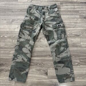 Wrangler Camo Cargo Pants Men 30x32 Green Skater Y2K Grunge Relaxed Fit Military